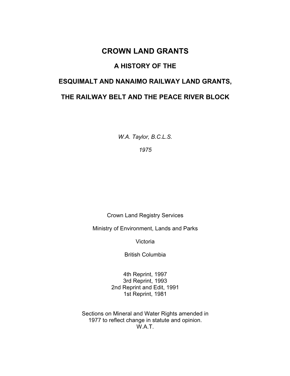 Crown Land Grants