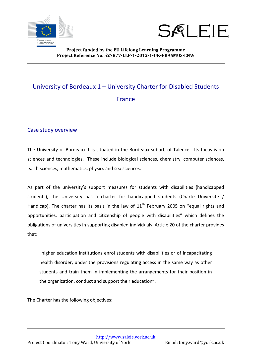 University Charter for Disabled Students France