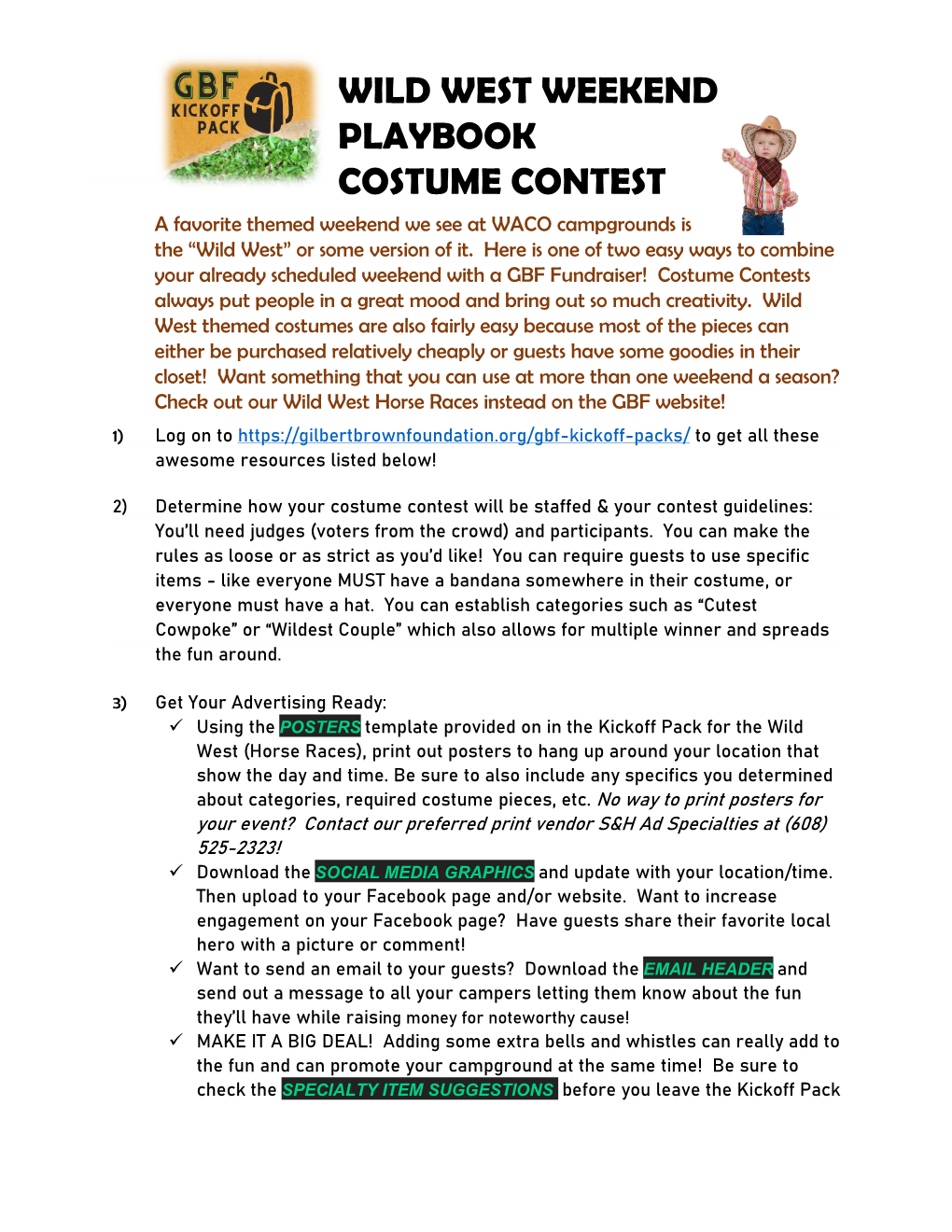 Wild West Weekend Playbook Costume Contest