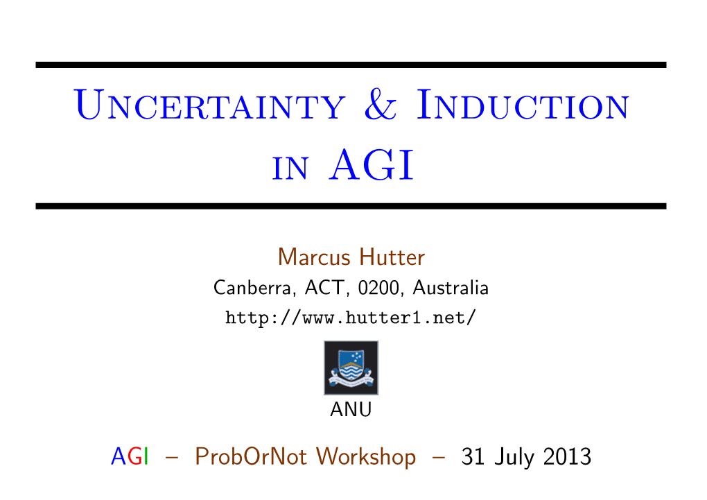 Uncertainty & Induction In