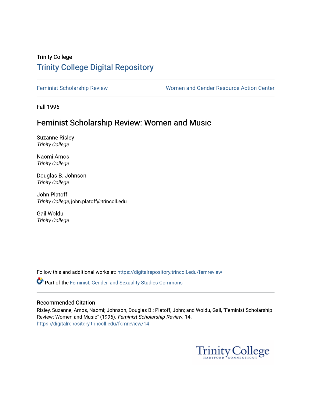Feminist Scholarship Review: Women and Music