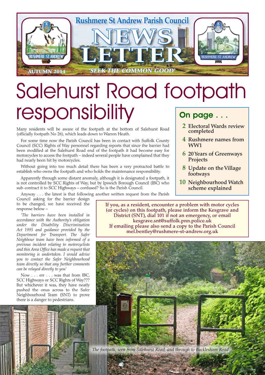 NEWS Letter Salehurst Road Footpath Responsibility