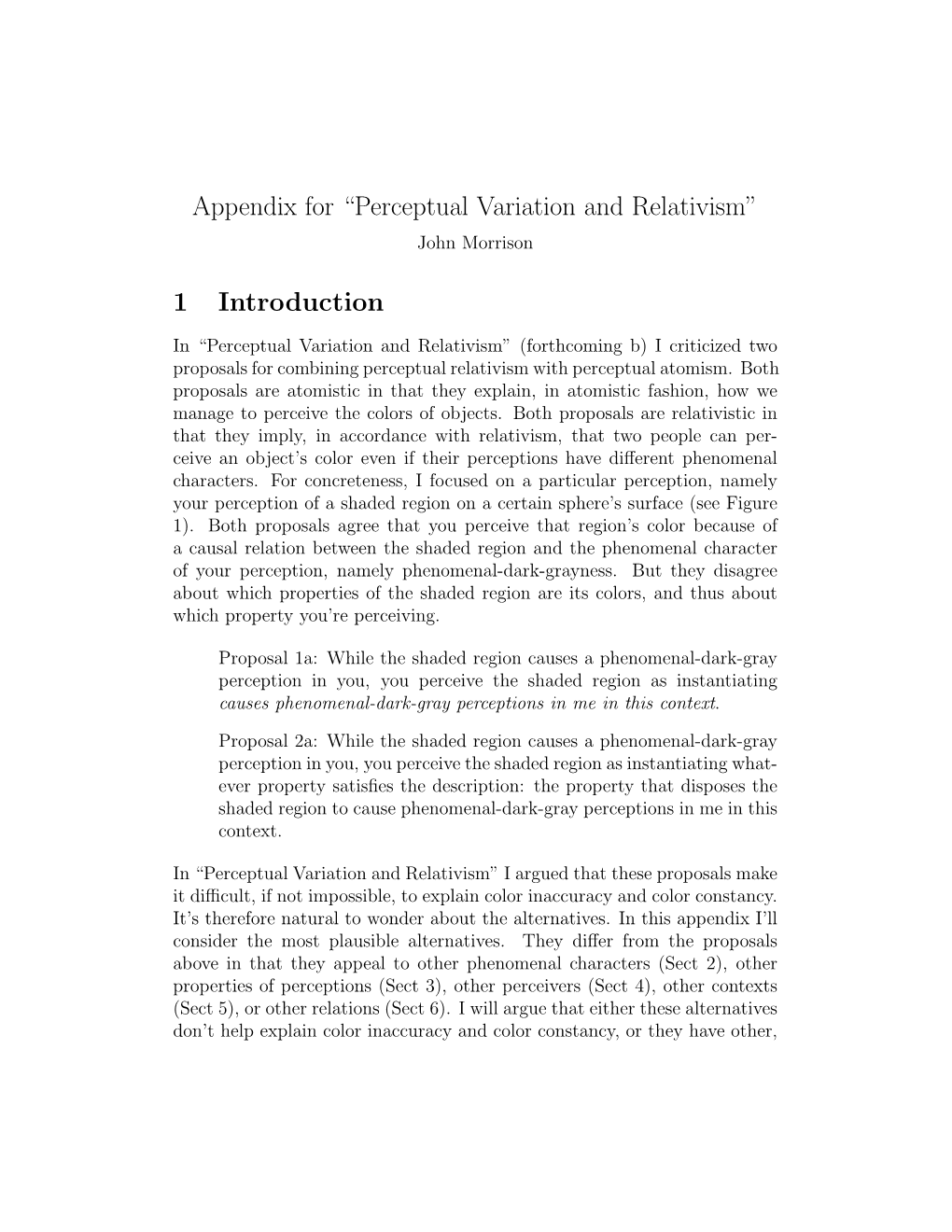 Perceptual Variation and Relativism” John Morrison