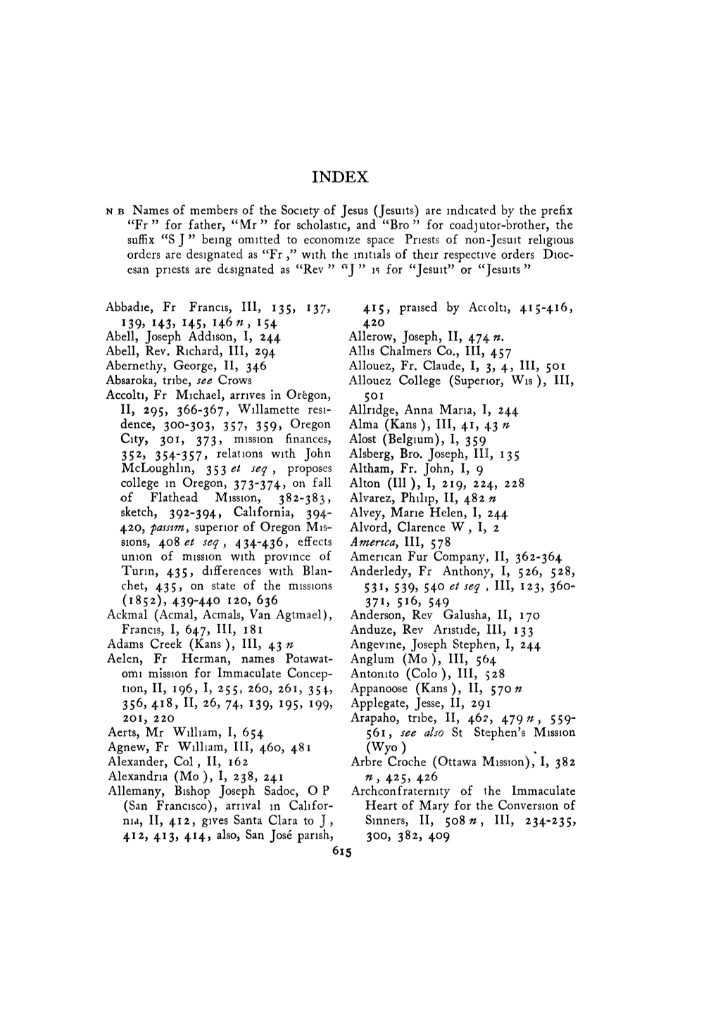 INDEX N B Names of Members of the Society of Jesus (Jesuits) Are