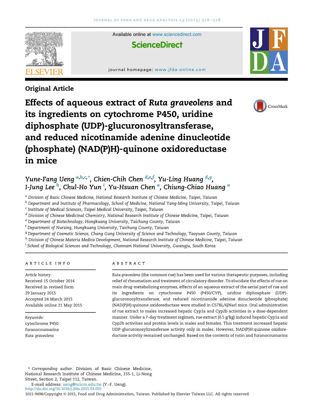 Effects of Aqueous Extract of Ruta Graveolens and Its