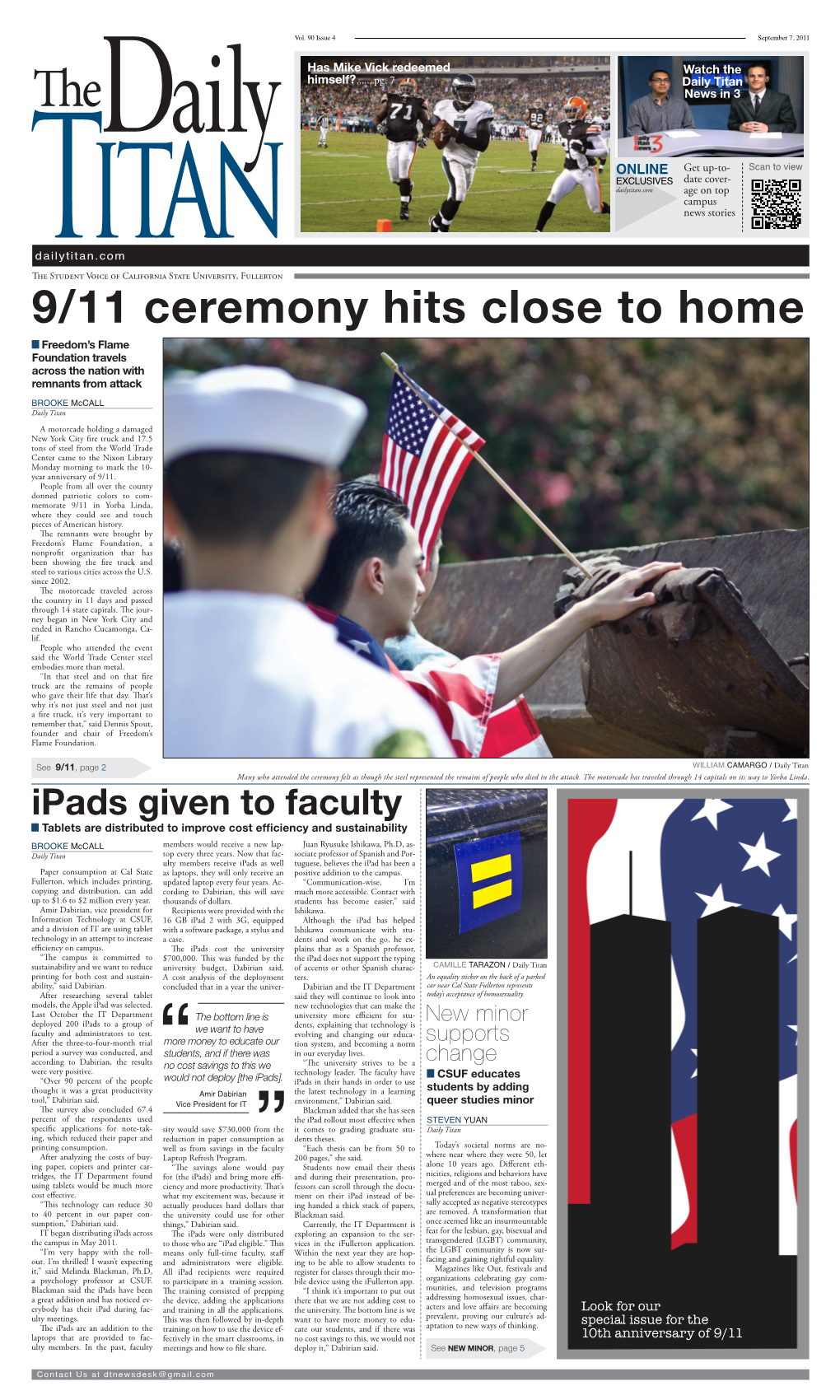 9/11 Ceremony Hits Close to Home Freedom’S Flame Foundation Travels Across the Nation with Remnants from Attack