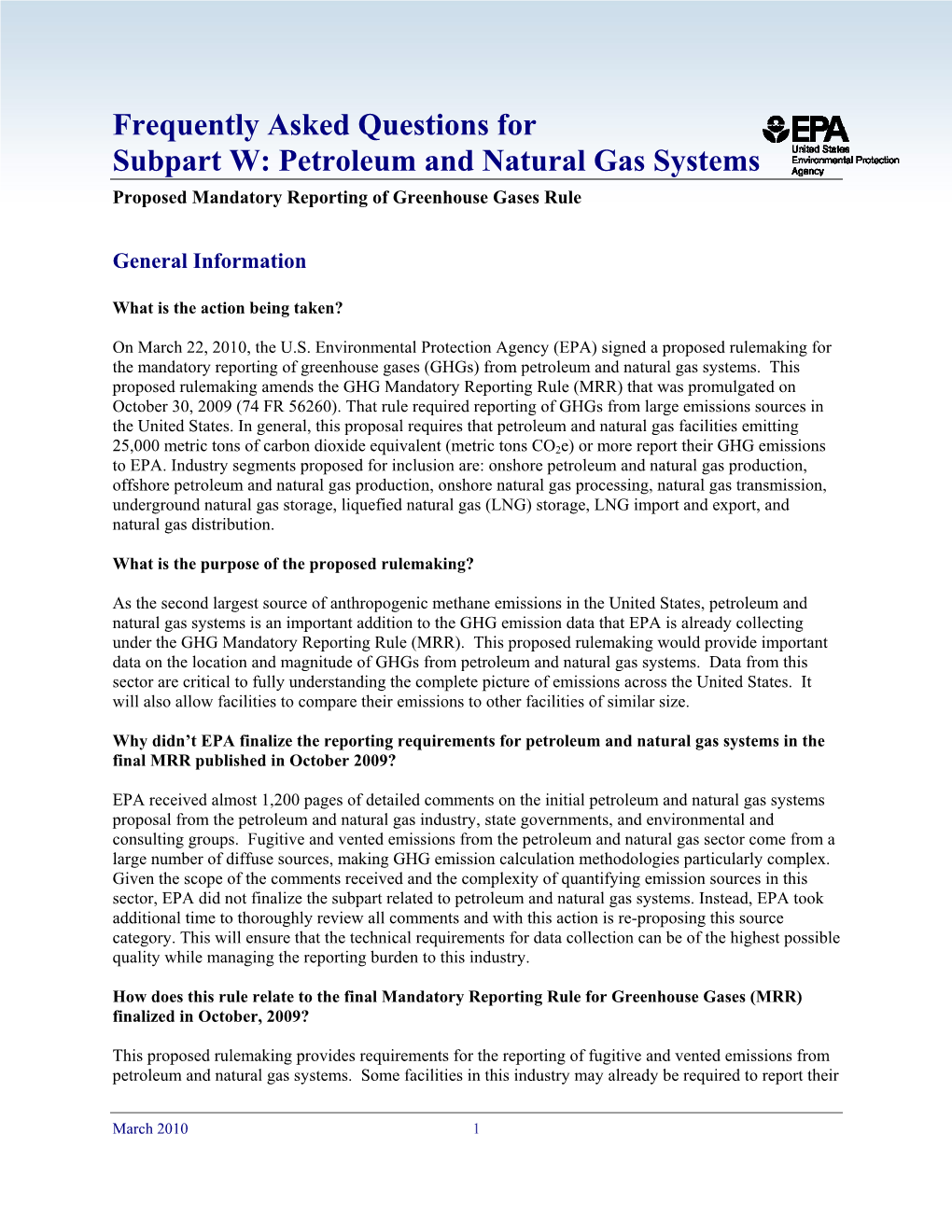 Petroleum and Natural Gas Systems Frequently Asked Questions