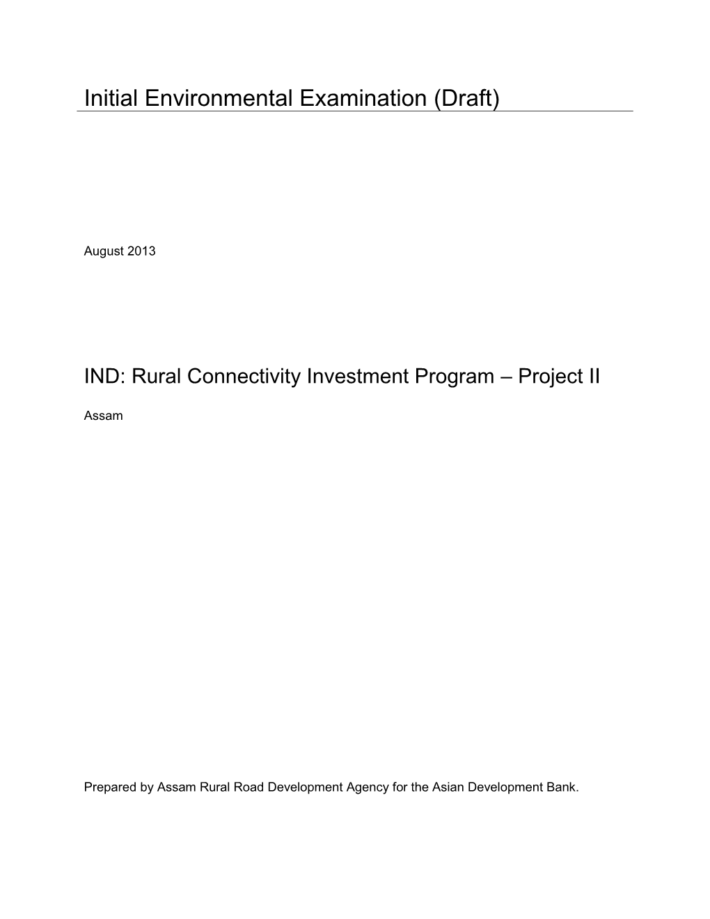 Initial Environmental Examination (Draft)