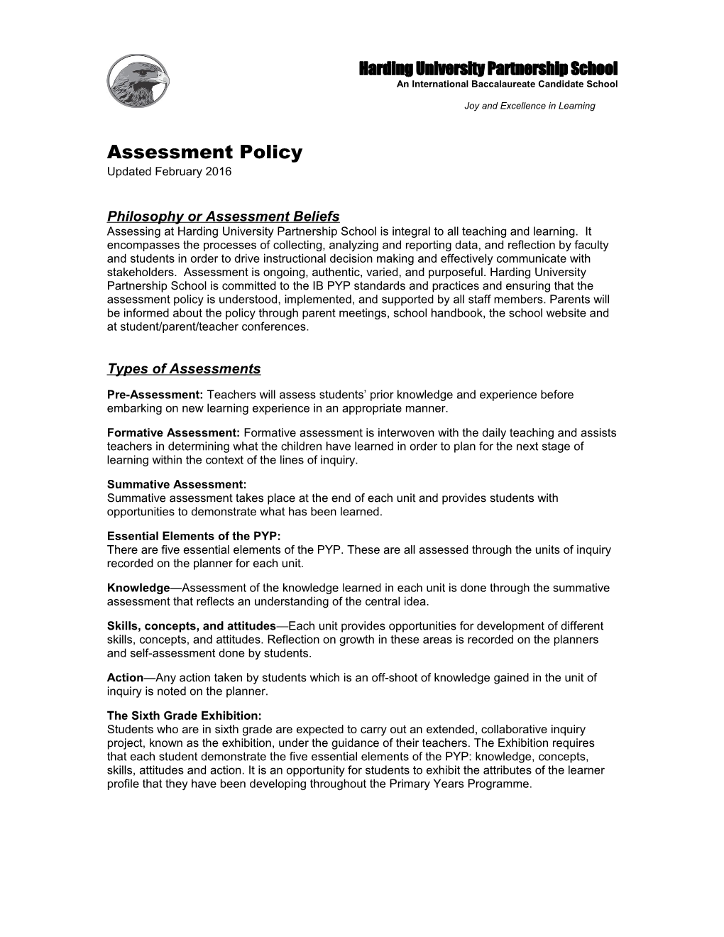 Philosophy Or Assessment Beliefs