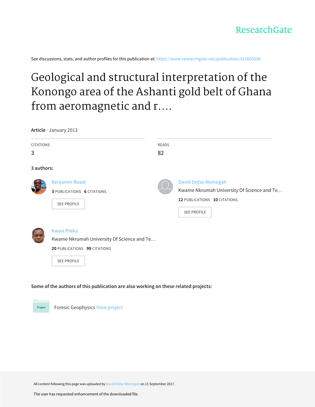 Geological and Structural Interpretation of the Konongo Area of the Ashanti Gold Belt of Ghana from Aeromagnetic and R