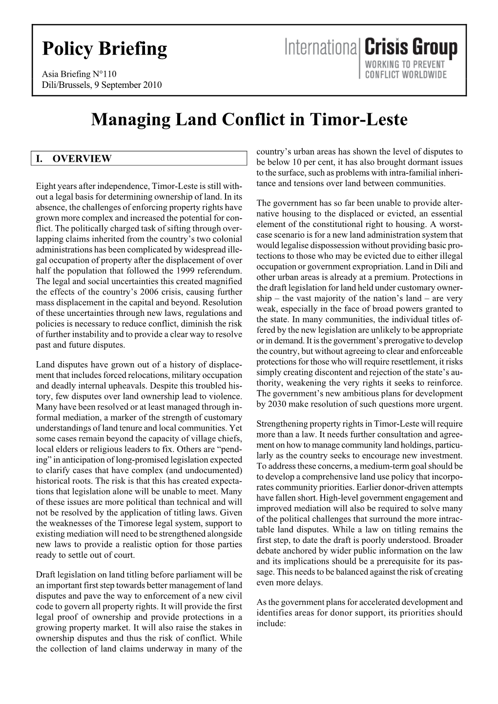 Managing Land Conflict in Timor-Leste