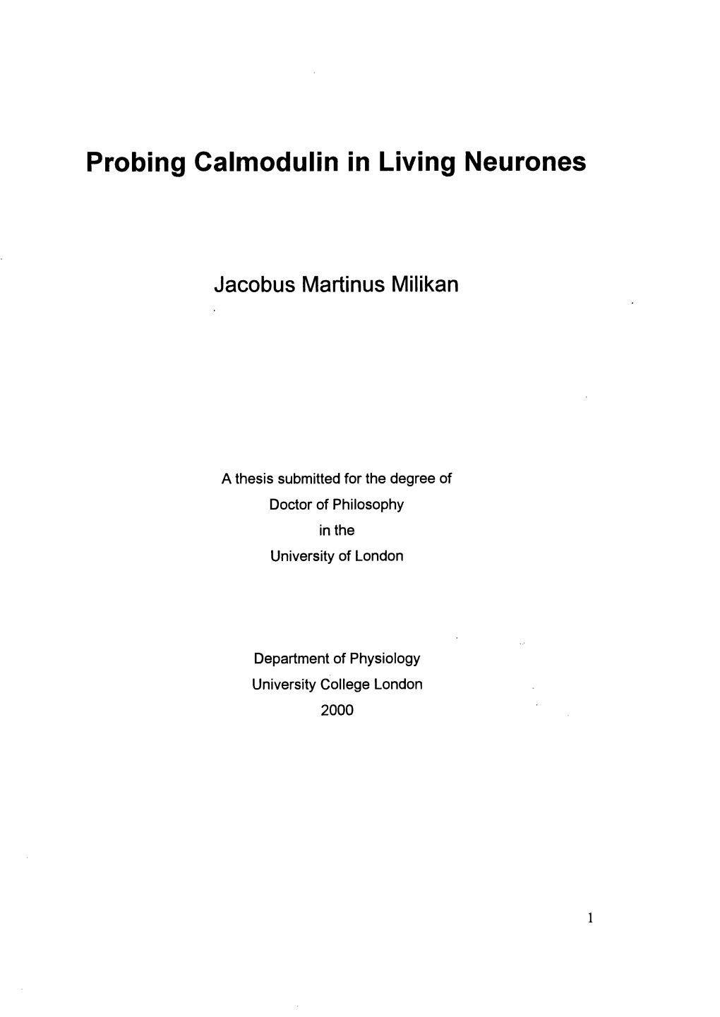 Probing Calmodulin in Living Neurones