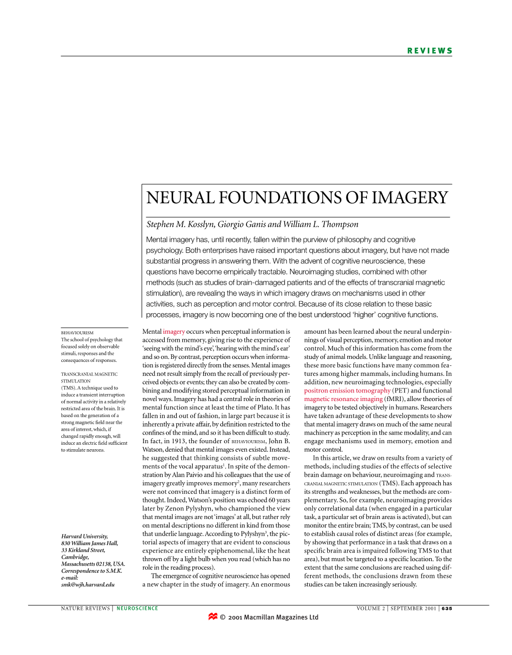 Neural Foundations of Imagery