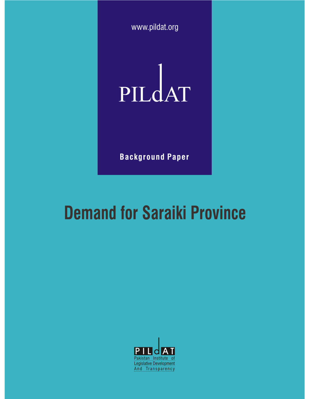 Demand for Saraiki Province Background Paper