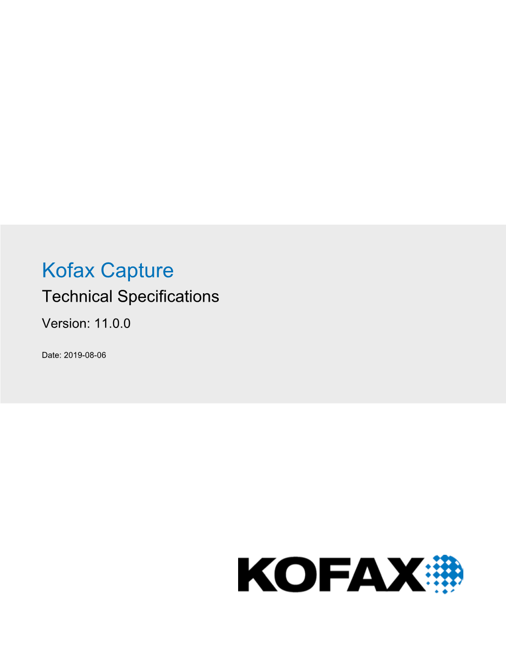 Kofax Capture 11.0 Technical Specifications