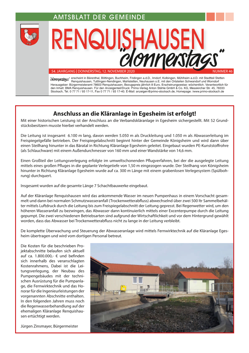 Amtsblatt Der Gemeinde Renquishausen