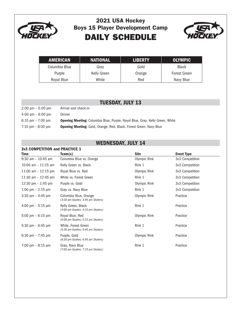 Daily Schedule