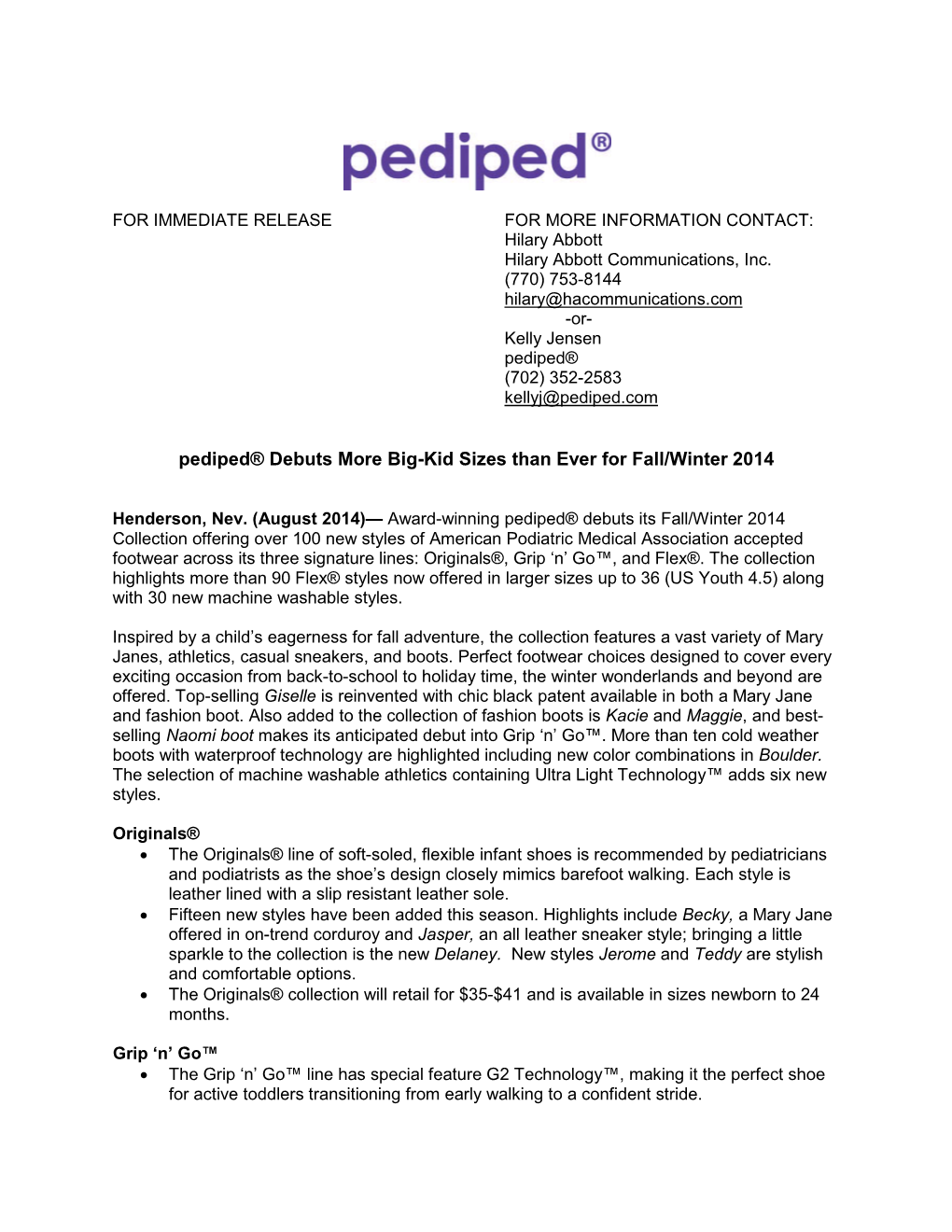 Pediped® Debuts More Big-Kid Sizes Than Ever for Fall/Winter 2014