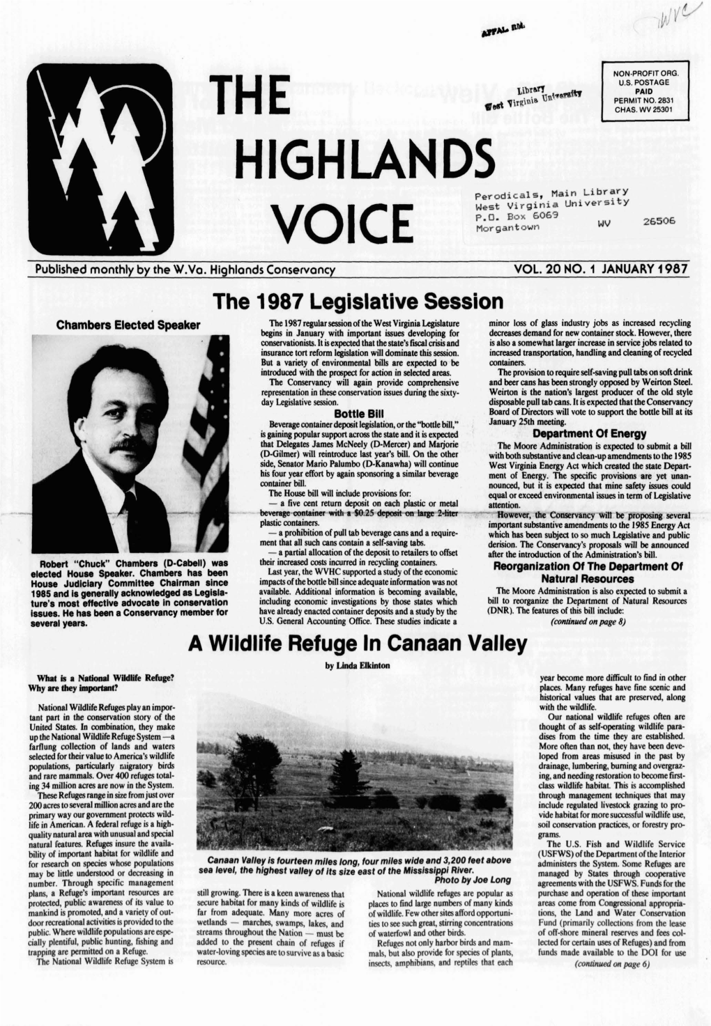 The 1987 Legislative Session a Wildlife Refuge in Canaan Valley