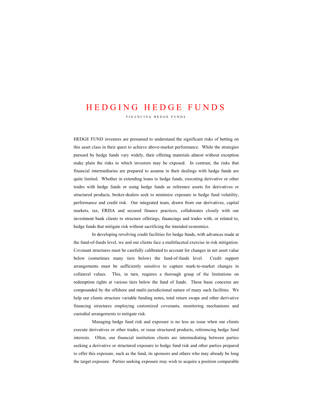 Hedging Hedge Funds