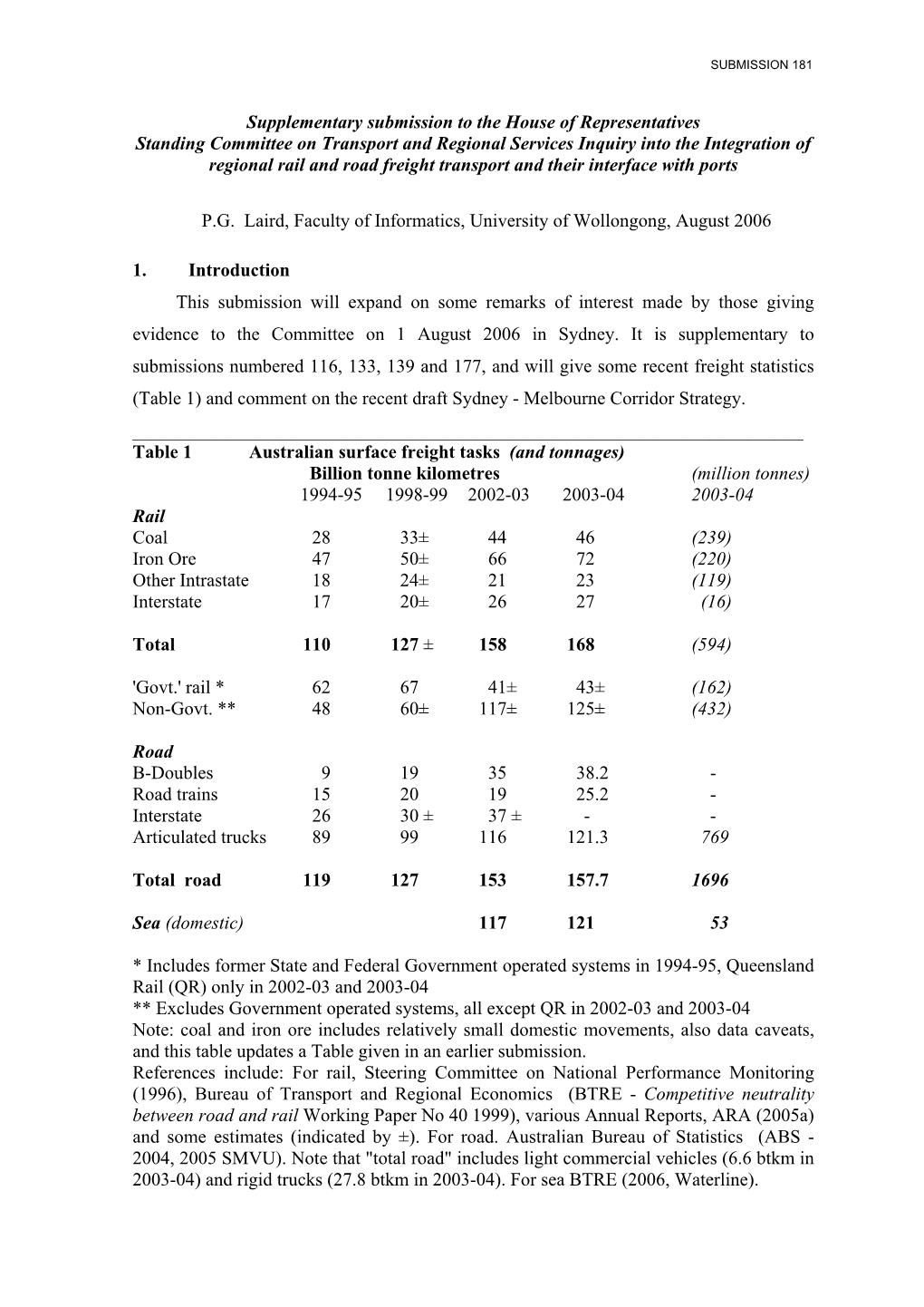 Fourth -- Supplementary Submission to the House of Representatives