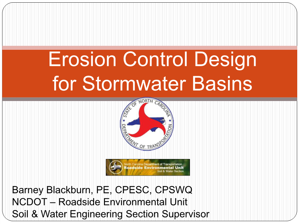 Erosion Control Design for Stormwater Basins