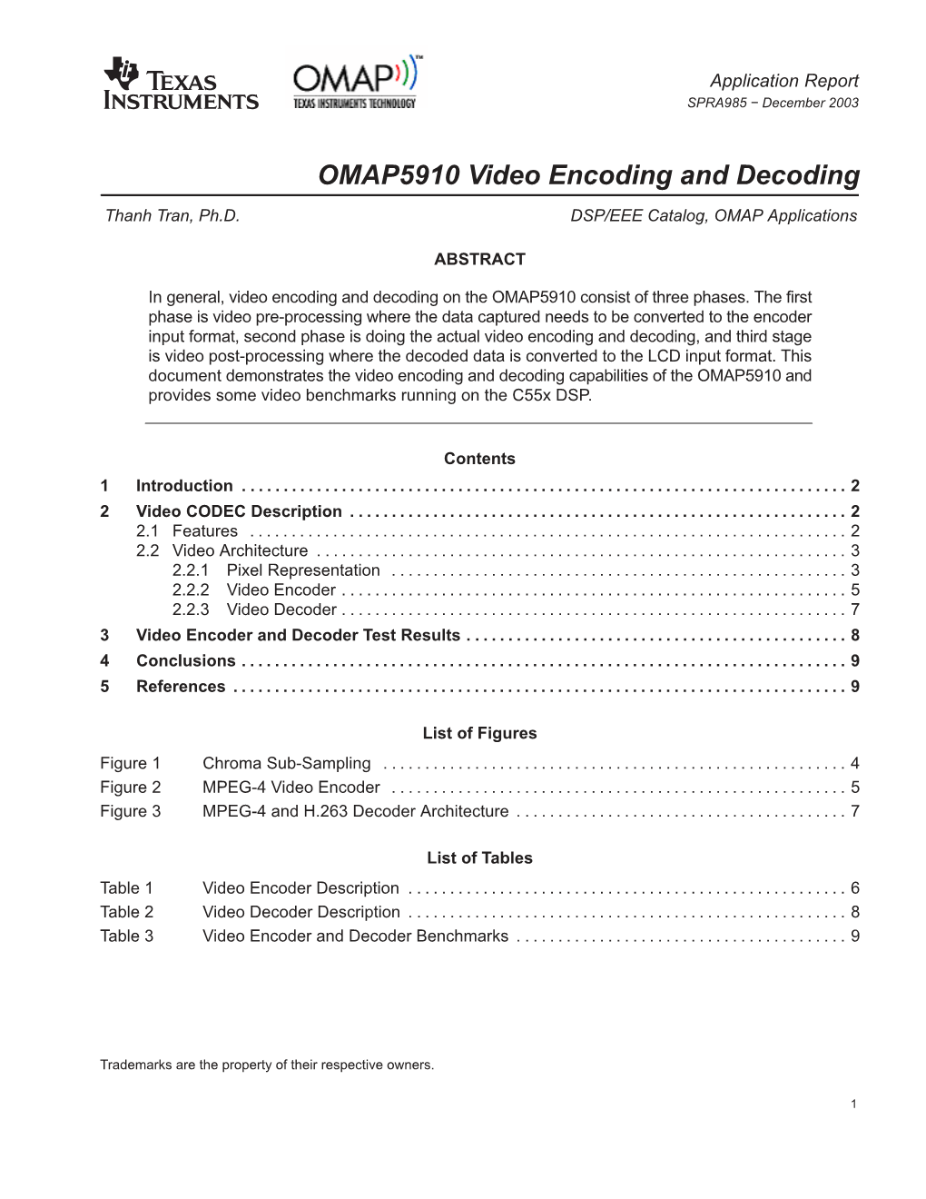 OMAP5910 Video Encoding and Decoding