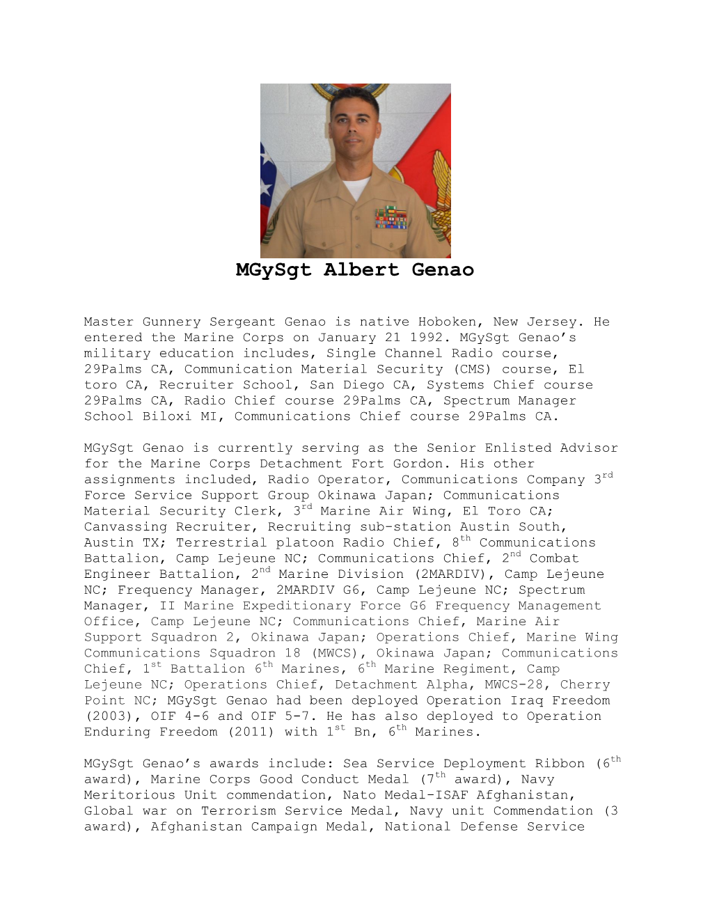 Mgysgt Albert Genao