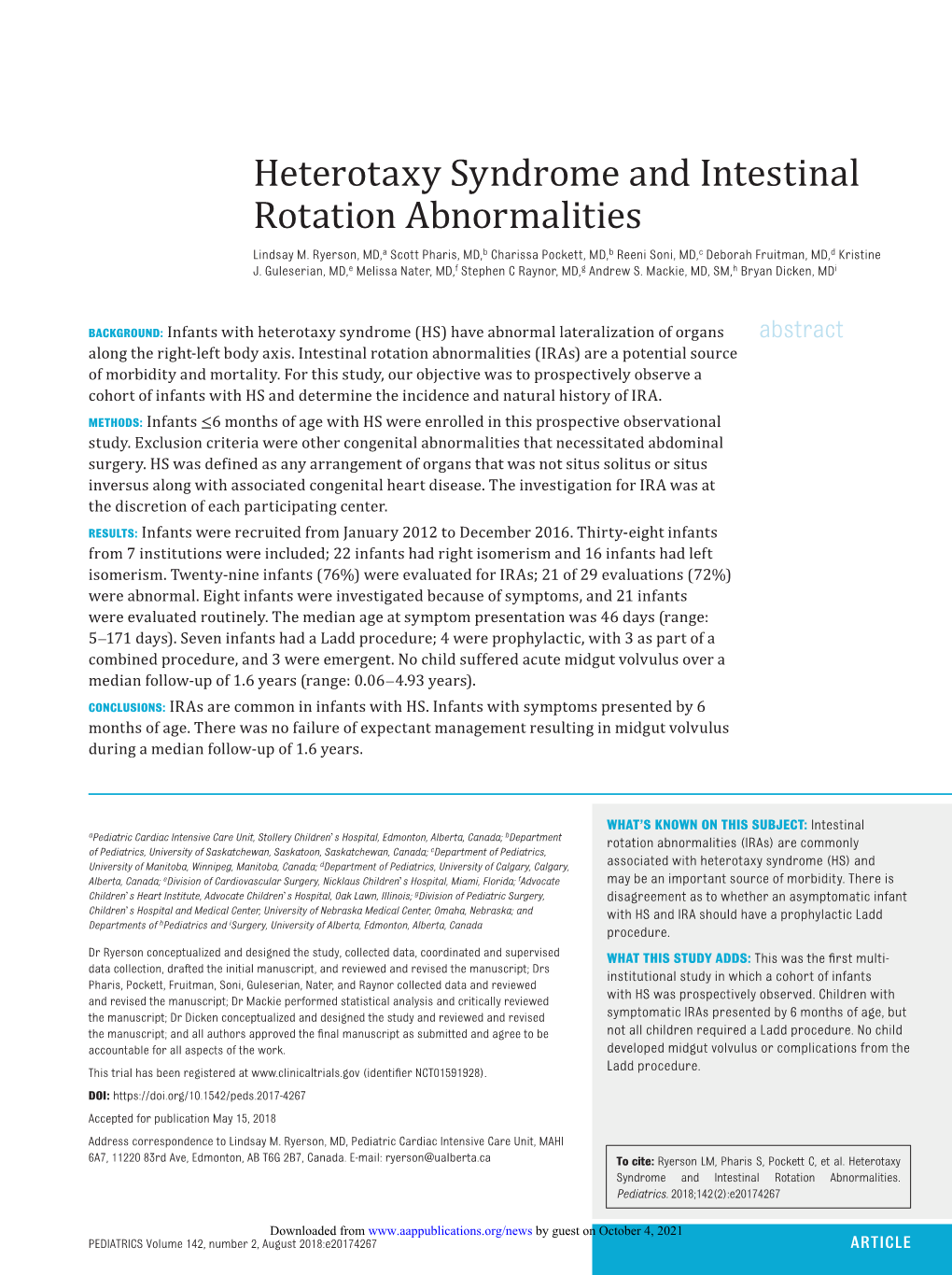 Heterotaxy Syndrome and Intestinal Rotation Abnormalities