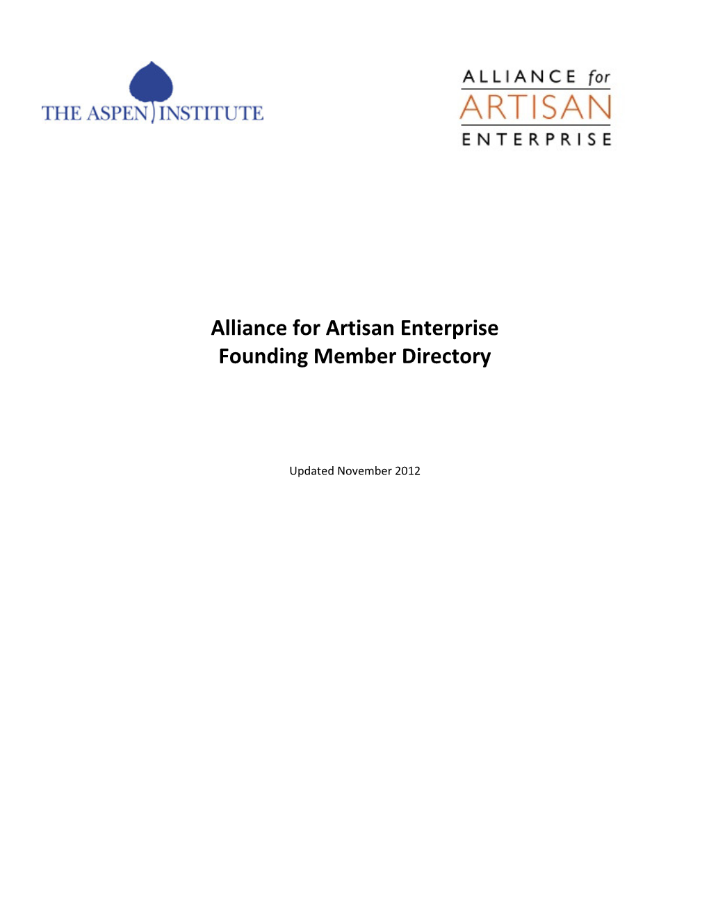 Alliance for Artisan Enterprise Founding Member Directory