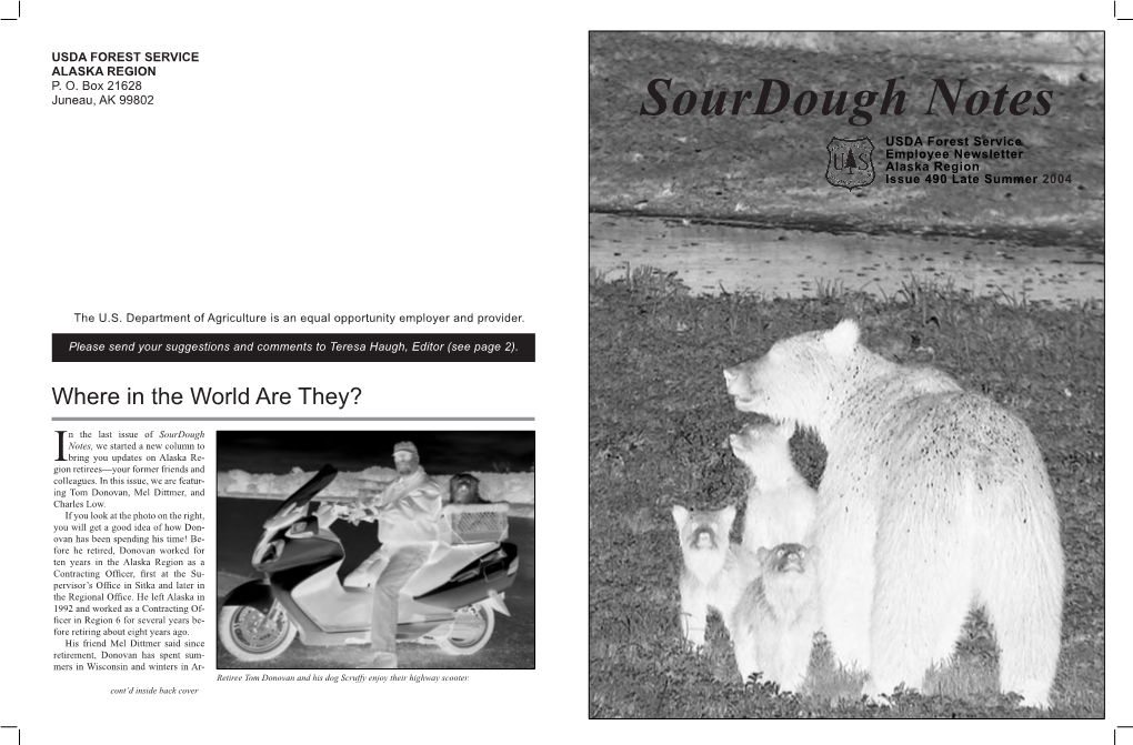 Sourdough Notes USDA Forest Service Employee Newsletter Alaska Region Issue 490 Late Summer 2004