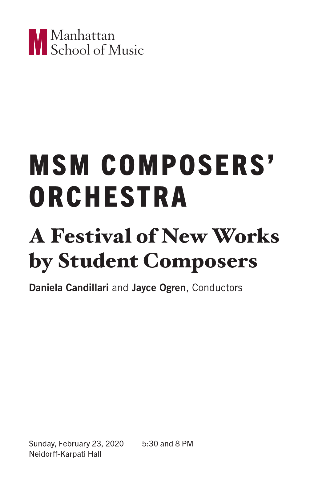 Msm Composers' Orchestra
