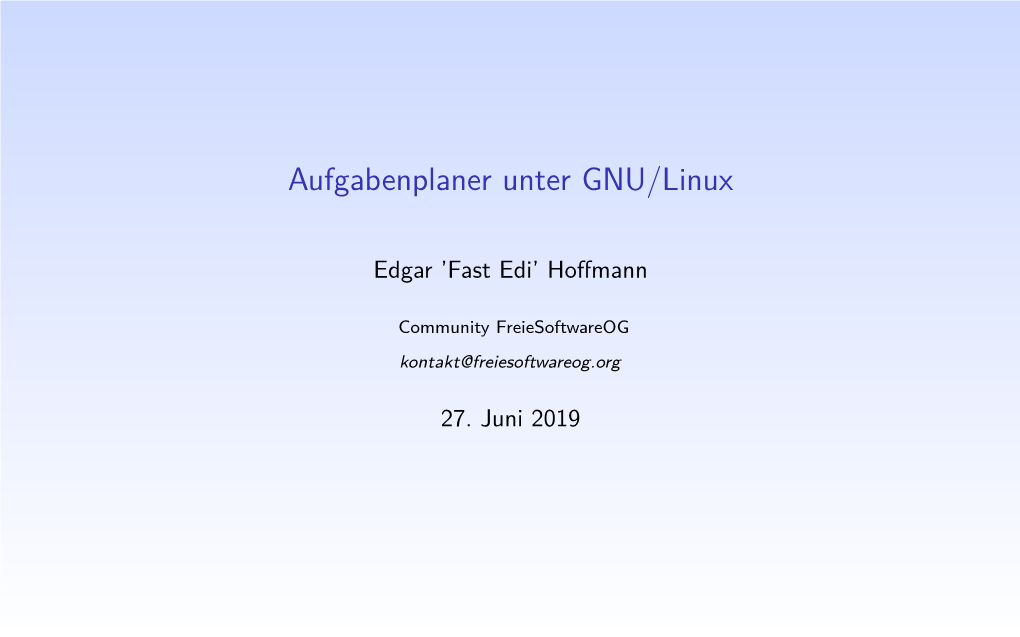 Aufgabenplaner Unter GNU/Linux