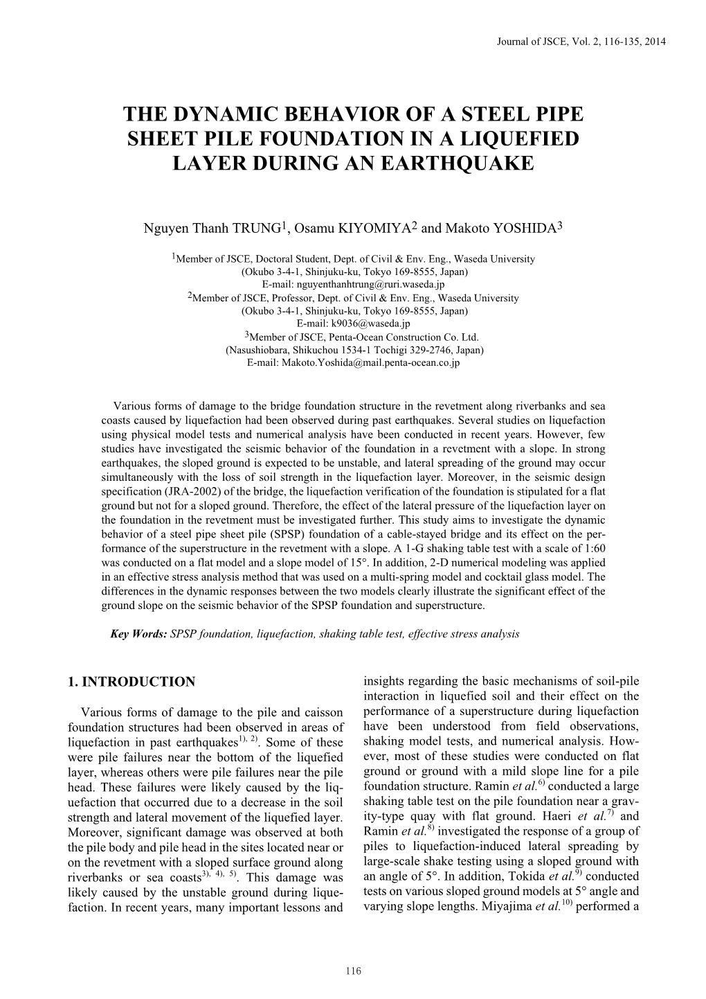 The Dynamic Behavior of a Steel Pipe Sheet Pile Foundation in a Liquefied Layer During an Earthquake