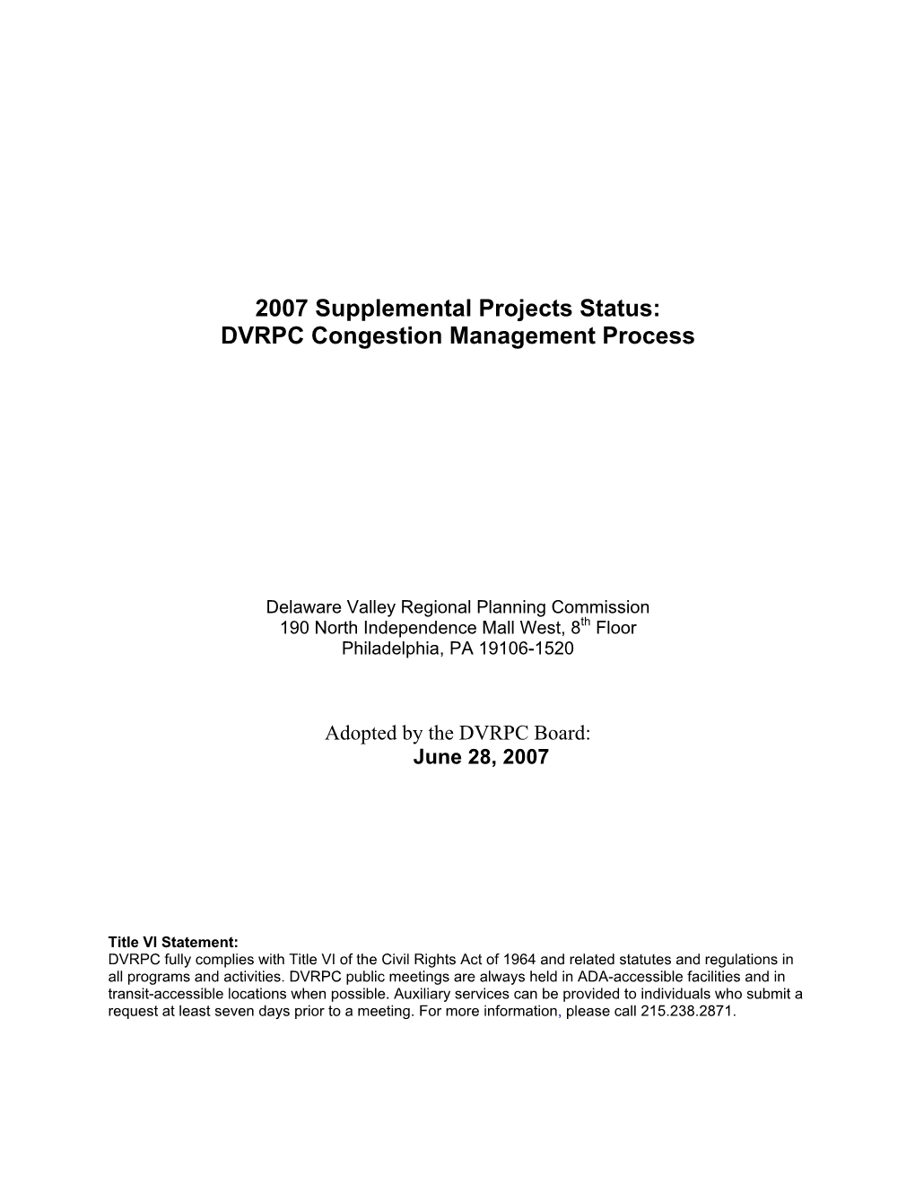 DVRPC Congestion Management Process