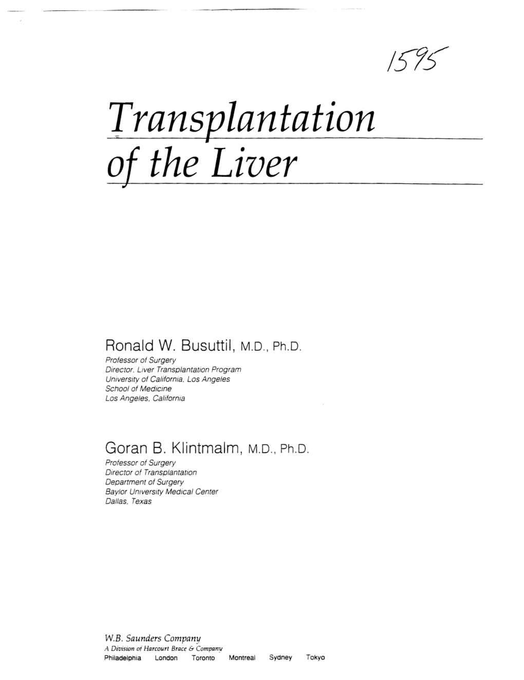 Transplantation of the Liver