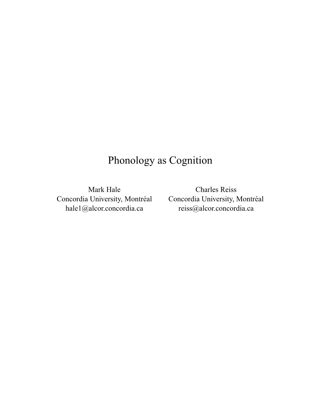 Phonology As Cognition