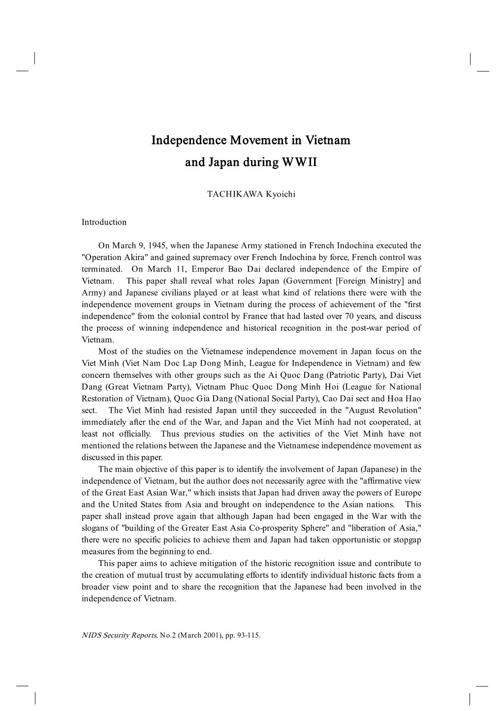 Independence Movement in Vietnam and Japan During WWII