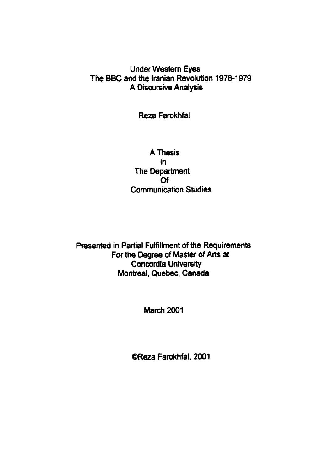 BBC and the Lranian Revolutkn 1978-1979 a Discursiver Analpis