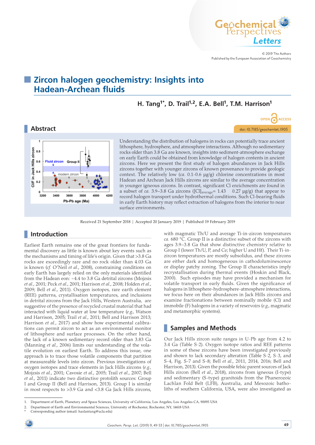 Zircon Halogen Geochemistry: Insights Into Hadean-Archean Fluids