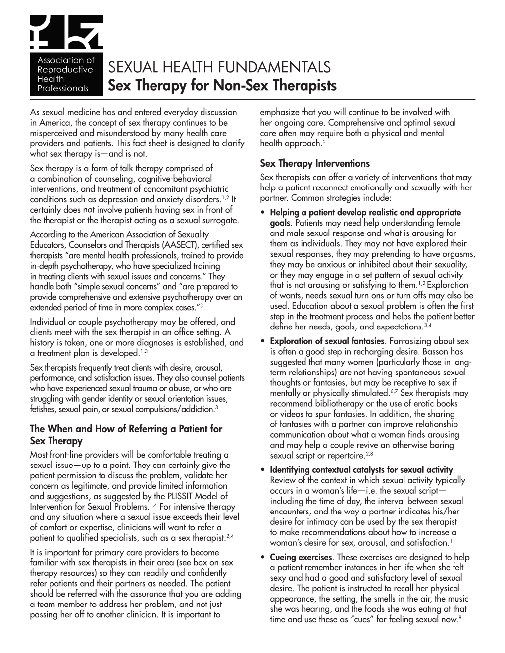 SEXUAL HEALTH FUNDAMENTALS Sex Therapy for Non-Sex Therapists