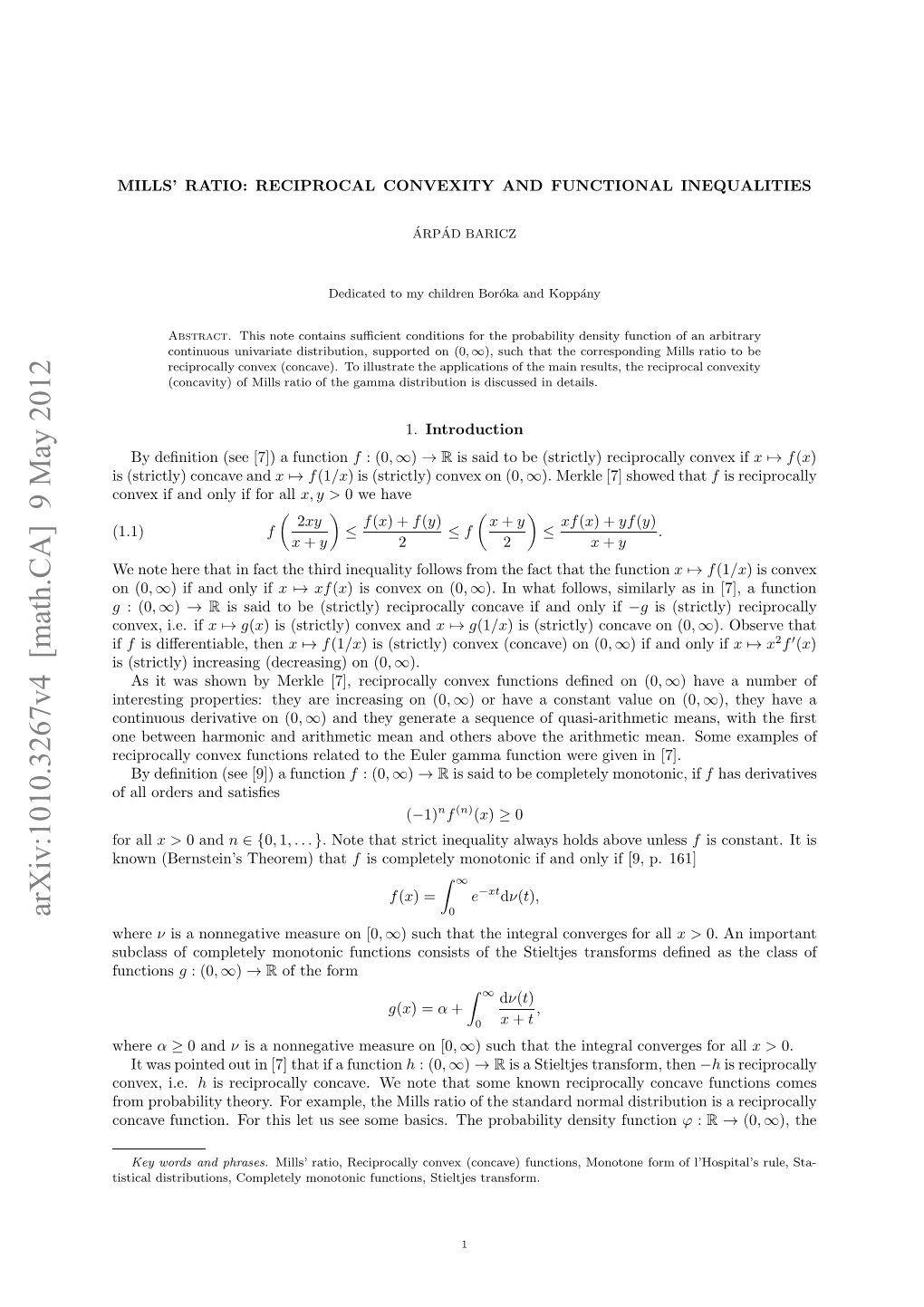 Arxiv:1010.3267V4 [Math.CA]