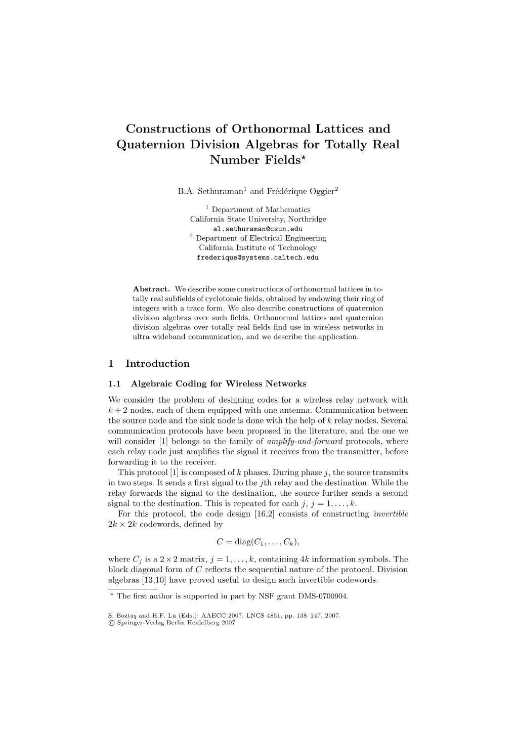 Constructions of Orthonormal Lattices and Quaternion Division Algebras for Totally Real Number Fields