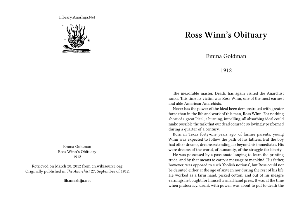 Ross Winn's Obituary