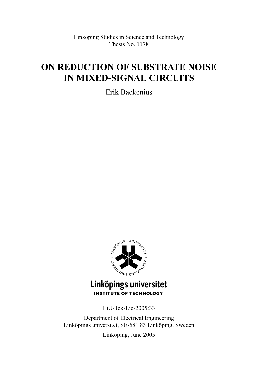 On Reduction of Substrate Noise in Mixed-Signal Circuits