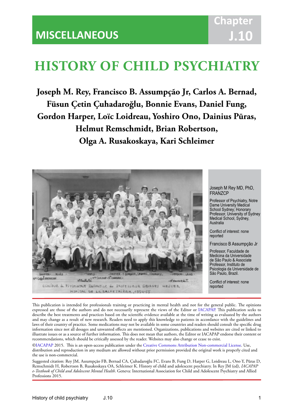 History of Child Psychiatry