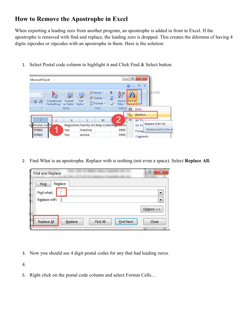 How to Remove the Apostrophe in Excel