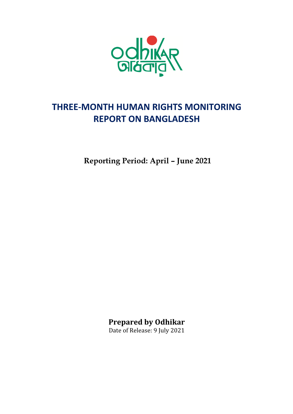 Three-Month Human Rights Monitoring Report on Bangladesh