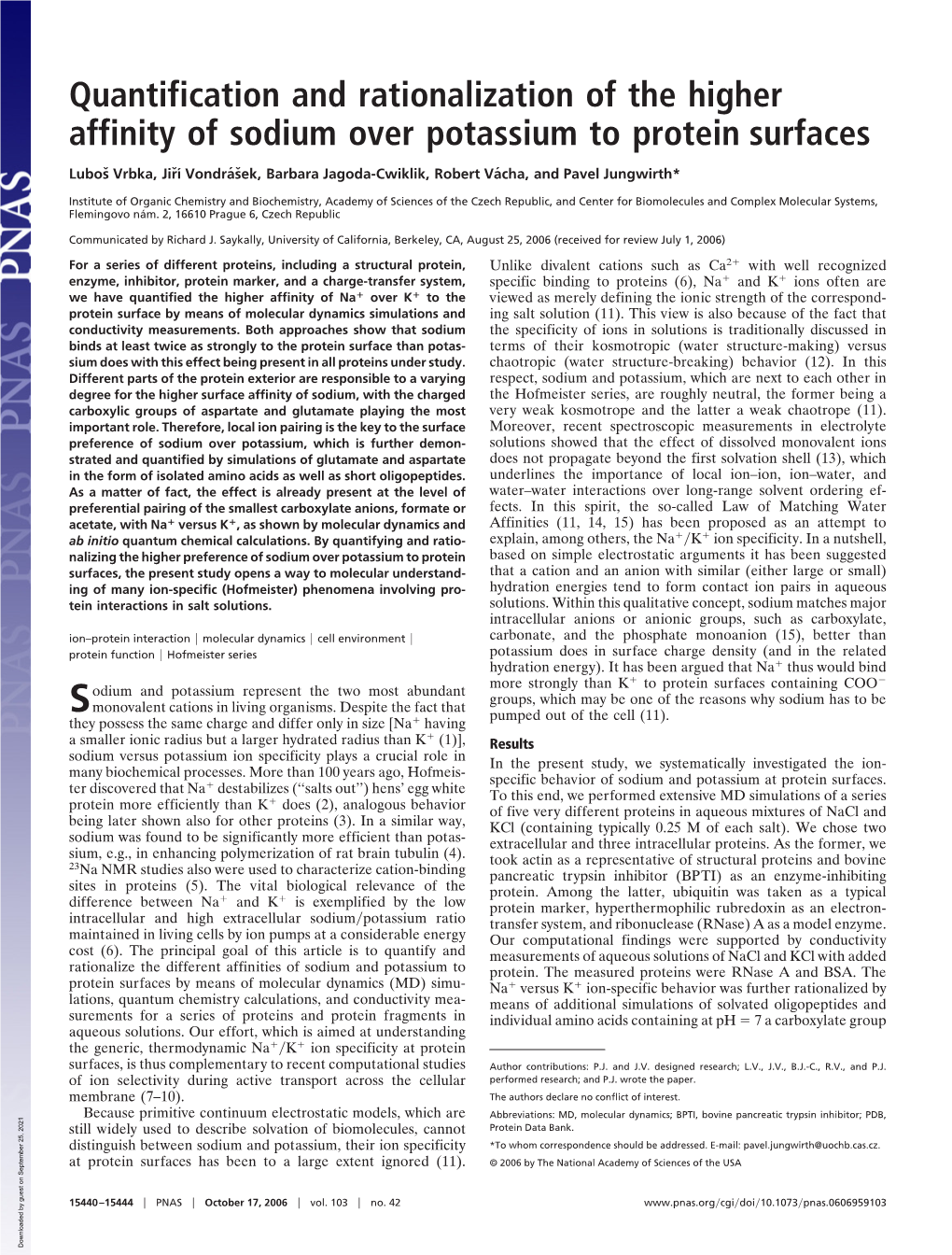 Quantification and Rationalization of the Higher Affinity of Sodium Over Potassium to Protein Surfaces