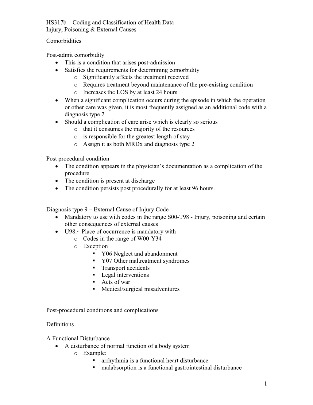 Hs317b Coding and Classification of Health Data